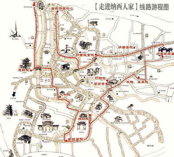 丽江古城旅游景点路线图