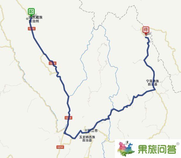 从香格里拉到泸沽湖有多远？自驾车地图