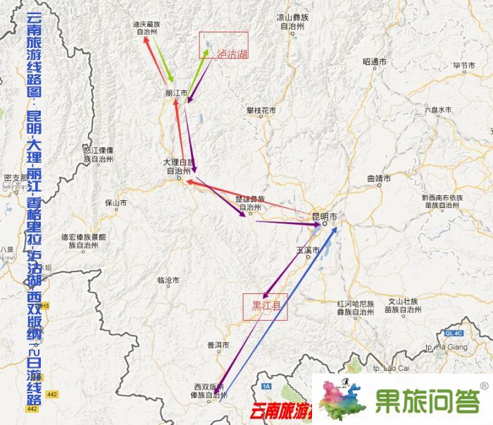 云南旅游线路图