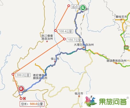 丽江到瑞丽汽车线路图