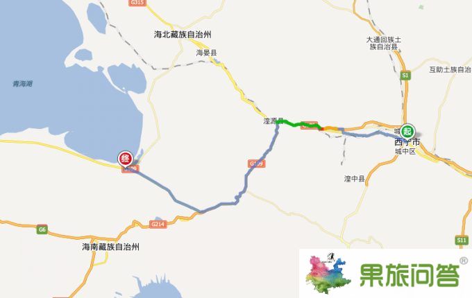 西宁市到青海湖自驾车线路图