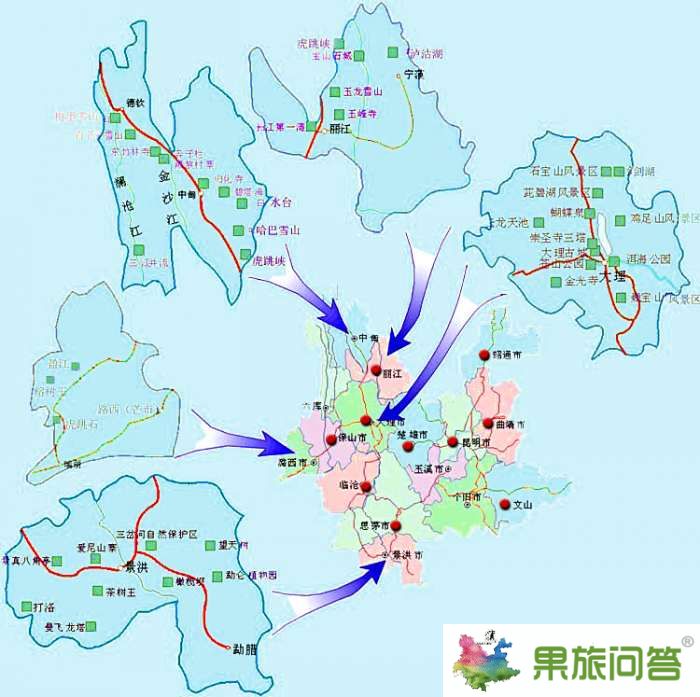 云南地图全图-手绘地图（去云南旅游必看的地图）